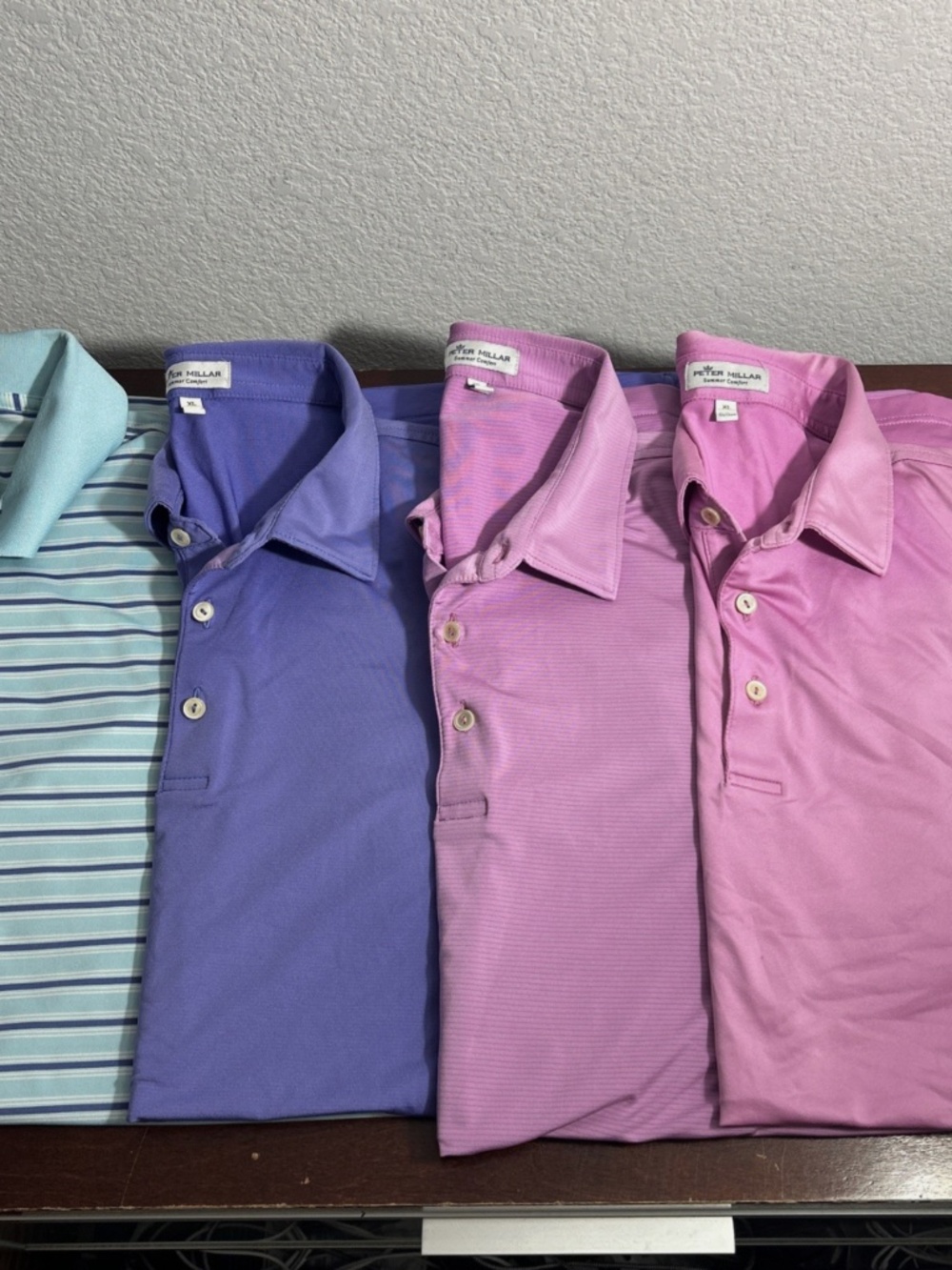 LOT of 4! Peter Millar Polo Shirts Mens XL Multicolor Striped Summer Comfort